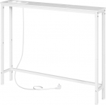 HOOBRO EWW52CXG01G1 Konsoollaud koos laadimisjaamaga, 100 cm kitsas k&uuml;ljelaud, diivanilaud, sissep&auml;&auml;sulaud, elutuba, koridor, metallraam, valge v&auml;rviga