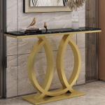 Generisch 120 cm gro&szlig;er Konsolen-Sofatisch aus Metall, abgerundete Kanten und Ecken, Flur-/Eingangstische f&uuml;r das Wohnzimmer (Gold 1)