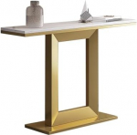 Generisch Schmaler Konsolentisch aus schwarzem Marmor mit Metallgestell - Elegantes M&ouml;belst&uuml;ck f&uuml;r Wohnzimmer, Foyer oder Schlafzimmer - Ideal f&uuml;r kleine R&auml;ume und modernes Design