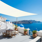 HENG FENG Ristk&uuml;likukujuline p&auml;ikesepurje, 3 x 4 m, Oxfordi kangas, veekindel trossidega, p&auml;ikesekaitse, ilmastikukaitse, 95% UV-kaitse, v&auml;litingimustes kasutamiseks, terrass, r&otilde;du, aed, kreemikas valge