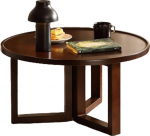Couchtisch, runder Massivholz-Nisttisch mit stabilen Beinen, einfache Montage, Heimdekoration f&uuml;r Wohnzimmer und B&uuml;ro