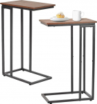 C-kujuline k&uuml;ljelaud elutuppa magamistuppa V&auml;ikesed ruumid TV-taldrik Kohvipoolne k&uuml;ljelaud S&uuml;learvuti laud Voodilaud Rustic Brown ja Black 2 Pack