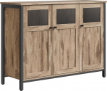 VASAGLE Sideboard k&ouml;&ouml;gikapp Klaasist ustega hoiukapp elutuppa k&ouml;&ouml;ki s&ouml;&ouml;gituppa terasraamiga t&ouml;&ouml;stuslik stiil Camel Brown Ink Black LSC099K02