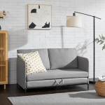 [en.casa] Soini 2-kohaline diivanvoodi magamisfunktsiooniga, pehmendusega diivanvoodi voodikastiga, pikendatav, helehall, kokkupandav diivan, vahtpolsterdatud