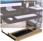 Ergonomische Tastaturablage, ausziehbare Tastaturplattform, h&ouml;henverstellbar, Schreibtischverl&auml;ngerung 54 60 70 x 27 cm, Holztastaturst&uuml;tze f&uuml;r bessere K&ouml;rperhaltung, platzsparendes Design