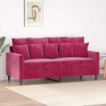 2-kohaline sametist diivan, 158 x 77 x 80 cm, veinipunane, kaasaegne metallist raamiga diivan, laius 140 cm, mugav diivan elutuppa, esikusse ja magamistuppa.