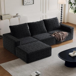 Bueuwe nurgadiivan magamisfunktsiooniga, modulaarne elamusmaastik, 3-kohaline L-kujuline diivanvoodi 3 padjaga, m&otilde;&otilde;tmed 278 x 92 x 60 cm, must