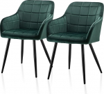 TUKAILAI s&ouml;&ouml;gitoolid Sametist kangast polsterdatud iste metallist jalgadega tugitool Lounge Home Set of 4 Green