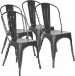 Supfine s&ouml;&ouml;gitool, 4 t&ouml;&ouml;stuslik vintage k&ouml;&ouml;gitooli komplekt, millel on seljatugi istme k&otilde;rgus 44cm virnastatavad toolid metallist siseruumide jaoks v&auml;ljas aias bistroga