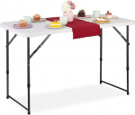 Relaxdays Kokkupandav laud 53,5 x 120 x 60 cm 6 inimesele Valge | Gartentisch, Kunststoff, Stahl, wetterfest