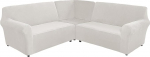 3-teiliges Stretch-Sofabezug-Set, Elastischer Schonbezug Aus Samt for L-f&ouml;rmigen Couchschutz(White)