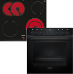 Siemens EQ522KAAB sisseehitatud pliidikomplekt, valmistatud Saksamaal, koosnedes HE217GBB3 pliidiplaadist 60 x 60 cm, 3D kuuma&otilde;hk, h&uuml;drol&uuml;&uuml;s ja EA631GNA1E elektripliidiplaadist 60 cm, r&ouml;stitav tsoon, PowerBoost, raamita.