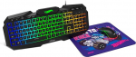 KROM hiir ja hiirematt Hot Wheels Edition Kustom - LED RGB membraaniga klaviatuur, hiire optiline andur 7200 DPI, hiirematt kummist alusega, USA paigutus, must