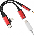 USB C auf 3,5 mm Klinke Audio-Adapter (12,9 cm&sup2;) f&uuml;r Apple iPhone 17, 16, 15, 14 Pro Max, kompatibel mit Samsung S25 Aux Lightning-Kabel, Splitter, Ladeger&auml;t, Typ-C-Kopfh&ouml;rer, Stereo, Auto, Dual