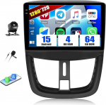 SIXWIN 4+64G Android 15 autoraadio koos Peugeot 207 2006-2010 CarPlay/Android Car/Mirror Link, 9-tolline HD puuteekraan koos WiFi GPS Bluetooth FM/RDS raadio EQ + tagurduskaamera