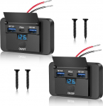 KKMOL USB-pesa 12 V autolaadija mobiiltelefoni kiirlaadija koos LED-voldim&otilde;&otilde;turiga 72 W Dual QC3.0 USB & PD3.0 Type C kiirlaadimise pistikupesa paneel autole Motorhome mootorratta veoauto paadile
