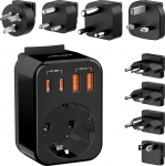 Maailma reisiadapteri komplekt, universaalne pistikupesa adapter USB C (PD 20W), reisipistik 8 eemaldatava pistikuga reisiadapter &Uuml;hendkuningriigi / Itaalia / L&otilde;una-Aafrika / Jaapan / USA / USA / &Scaron;veitsi jaoks, &uuml;le 200 riigi.