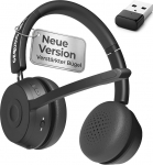 GEQUDIO GB-2 Bluetooth peakomplekt [2026 Edition] - tugevdatud roostevabast terasest peapael - traadita k&otilde;rvaklapid mikrofoniga, passiivne m&uuml;rasummutus, mitmepunktiline, 500h ooterežiim (koos USB-adapteriga)