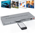 4x4 HDMI Matrix Splitter 4K @ 60Hz koos audio ekstraktoriga 4 in 4 Out Matrix Splitter Support HDCP2.2 EDID HDR 18Gbps RS232 Kaugjuhtimispult