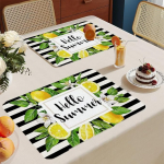 Lauakatted 4 taldriku komplekt Lemon Placemats for Table PVC Placemats Heat Resistant Insulated Placemats Set of 4 Stain Resistant (4 plekikindlat)