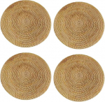 4X Hand Gewebte Rattan Tisch Sets, Runde Wicker Tisch Sets, Nat&uuml;rlich Gewebte Tisch Sets f&uuml;r Den Essen Tisch