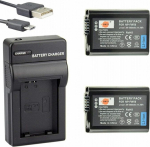 DSTE NP-FW50 Li-ion Battery (2-Pack) and Micro USB Charger Suitable for Sony ZV-E10, RX10 IV, A7, A3000, A6000, A6100, A6300, A6400, A6500, NEX-3, NEX-5, NEX-6, NEX-7