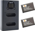 Asendusaku (2 tk) ja USB Dual LED Smart Charger, mis &uuml;hildub Sony NP-BX1 M8 ja Sony ZV1, ZV-1, ZV-1F mudelitega.