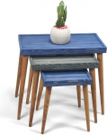 Rustic Solid Wood 3-osaline pesitsuslaudade komplekt - K&auml;sitsi valmistatud ruumi s&auml;&auml;stev k&uuml;ljelaua komplekt