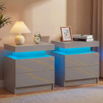 Cubehom LED &ouml;&ouml;kapp LED-valgusega, kaasaegne &ouml;&ouml;kapp 2 sahtliga elutuppa, magamistuppa (Hall + kuldne, 2)