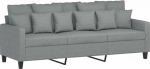 vidaXL 3-kohaline diivan, Lounge diivan diivan koos k&auml;etugede seljapatjadega, elutoa diivan disain diivan metallist raam, istumism&ouml;&ouml;bel kolmekohaline, helehall kangas