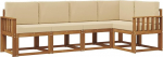 Outdoor-Sofa-Set aus massivem Akazienholz, Gartenm&ouml;bel Loungegarnitur mit Kissen in Beige, Modulares Ecksofa f&uuml;r Garten Terrasse und Balkon, 247 x 128,5 x 73 cm