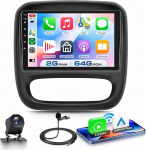 VECHTEL Autoradio 2G+64G Android 15 f&uuml;r Opel Vivaro B/Renault Trafic/FIAT Talento/Nissan NV300, 9'' IPS 1280*720P puuteekraan koos 5G WLAN GPS Drahtlos Carplay Android Auto Bluetooth EQ FM RDS Kamera