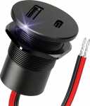 Alumiinium USB C Steckdose 12V Auto Wohnmobil Einbau Buchse 12 Volt, USB-C PD3.0 & USB-A QC3.0 f&uuml;r Boot Wohnwagen Camper LKW