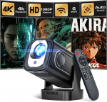 Alwtniet HY310 mini projektor 4K toetusega, 1080P mini projektor automaatse fookuse ja automaatse keystone korrektsiooniga, WiFi 6 Bluetooth 5.4, 5 W k&otilde;lar, 180&deg; p&ouml;&ouml;ratav Android kodukinoprojektor kodukino jaoks