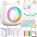 ZQEJEFD Mini Printer, Portable Mini Photo Printer, Thermal Printer, Smartphone Pocket Printer, Wireless Bluetooth Photo Printer, Compatible with Android & iOS, with 14 Rolls of Paper for Notes, List