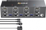 KVM Switch 3 PC 3 monitori 8K @ 60Hz, 4K @ 144Hz, USB 3.0 KVM Switch Triple Monitor 2 DisplayPort 1.4 + HDMI 2.1 3 PC jaoks Jaga hiir, klaviatuur juhtmega kaugjuhtimispuldiga