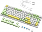 A.JAZZ AK992 Hot Swap Seal mehaaniline m&auml;nguklaviatuur + pakitud USB-C kaabel, 18 RGB valgustust, 2.4GHz/BT5.0/USB-C, 99 klahvi + 1 juhtnupp, PBT klahvikatted, PC/Win/Mac (sinine l&uuml;liti)