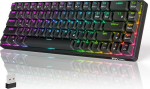 RK ROYAL KLUDGE RK G68 mehaaniline klaviatuur Juhtmevaba 65% QWERTY US RGB m&auml;nguklaviatuur Bluetooth/2.4G/Wired PBT klahviklapid Eemaldatav raam Hot Swapable Blue Switch, must