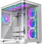RAIJINTEK ATREUS BT7 White Mid-Tower E-ATX Gaming PC korpus, kumer karastatud klaas, 7 x 120 mm Infinity Mirror ARGB PWM ventilaator, k&otilde;rge &otilde;huvooluga