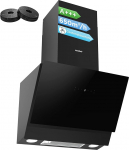 COMFEE CH60J72ET6A3B A+++ pliidikupu 60 cm, 650 m&sup3;/h &otilde;huvooluhulk, 60 cm ringlus- ja v&auml;ljat&otilde;mbe&otilde;hk, puuteekraan, viipemehhanism, 4 kiirust, LED, must