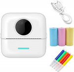 Mini Printer Portable nutitelefonile, traadita termoprinter, fotoprinter koos 5 paberirulli ja 5 v&auml;rvilise pliiatsiga pildim&auml;rkmete, QR-koodide jne printimiseks.