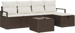 Rantry 6-teiliges Garten Sofa Set mit Kissen Braun Poly Rattan Gartenlounge Model3359167