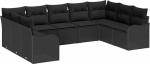 Rantry 9-teiliges Garten Sofa Set mit Kissen Schwarz Poly Rattan, 2-Sitzer Garten Sofa mit Kissen Schwarz Poly Rattan Gartenlounge Model3345863