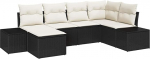 Rantry 6-teiliges Garten-Sofa-Set mit Kissen Schwarz Poly-Rattan Gartenlounge Model3347127
