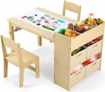 Clevich laste laud koos 2 tooliga, laste laud koos hoiuruumiga, laste lauatoolide komplekt, puidust maalimislaud, kirjutuslaud paberrataste ja 4 hoiukastiga, laste istumiskomplekt laste jaoks