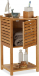 Relaxdays Bamboo Bathroom Shelf, 2 Shelves & 1 Compartment with Door, Bathroom & Kitchen, Slim, Small, Bathroom Furniture HBT 62.5 x 35 x 29 cm, Natural