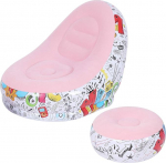 Natudeco Portable Inflatable Sofa Chair, Inflatable Chair, Relaxing Chair, Graffiti Pattern Sofa with Footstool, Air Lounger, Outdoor Bean Bag for Home, Office, Garden, Beach, Camping (Pink)