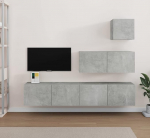 Homgoday TV-M&ouml;bel-Set, 4 St&uuml;ck, Grau, Beton, aus mehrschichtigem Holz, TV-Schrank, TV-Schrank, Couchtisch, Wohnzimmer, TV-St&auml;nder f&uuml;r industrielle Wohnzimmer