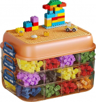 DaMohony Lego Storage Organizer 3-tasandiline virnastatav laste m&auml;nguasjade hoiukast koos alusplaadi kaane ja reguleeritavate sektsioonidega m&auml;nguasjade korraldaja ehitusplokkide Lego Puzzle Board jaoks