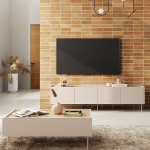 Wohnm&ouml;bel Set Living Wall Unit in Cashmere with Oak 2-Piece with Coffee Table Lowboard Modern Handle-Free